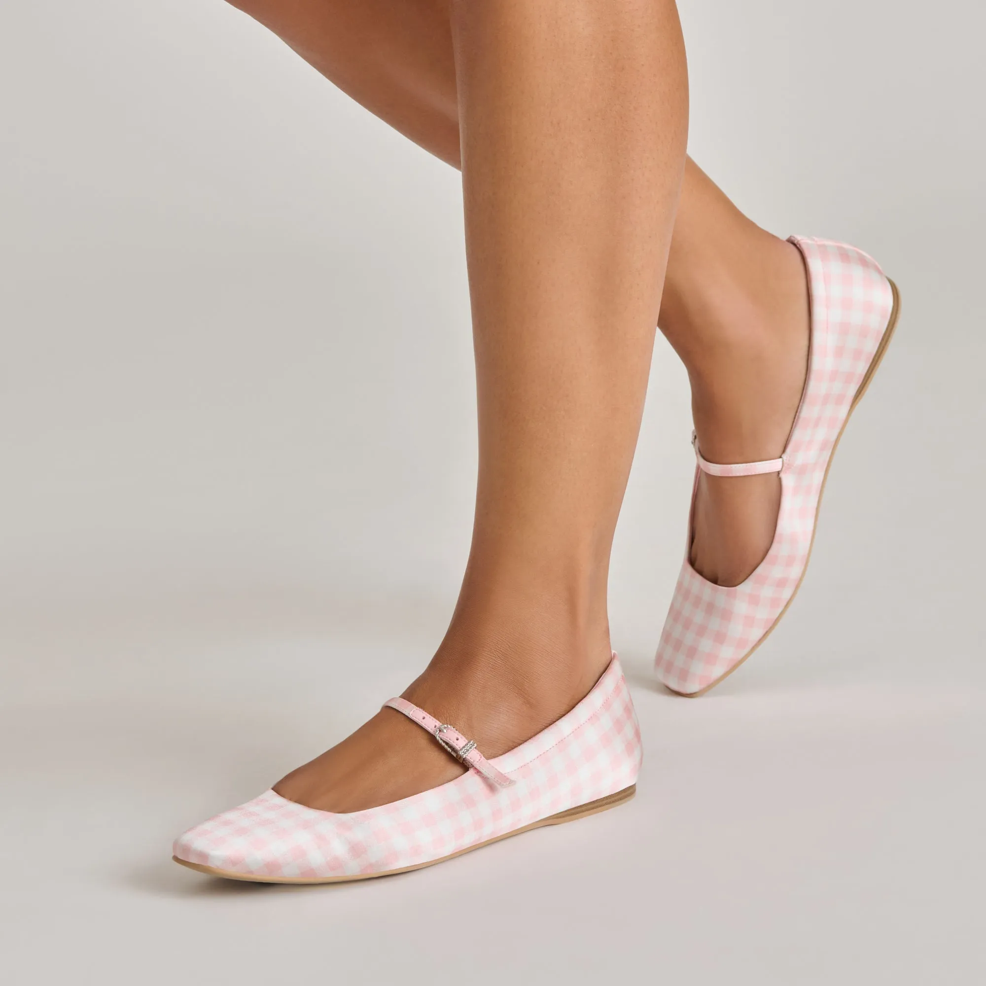 REYES X BYRDIE GOLF BALLET FLATS PINK PLAID GINGHAM