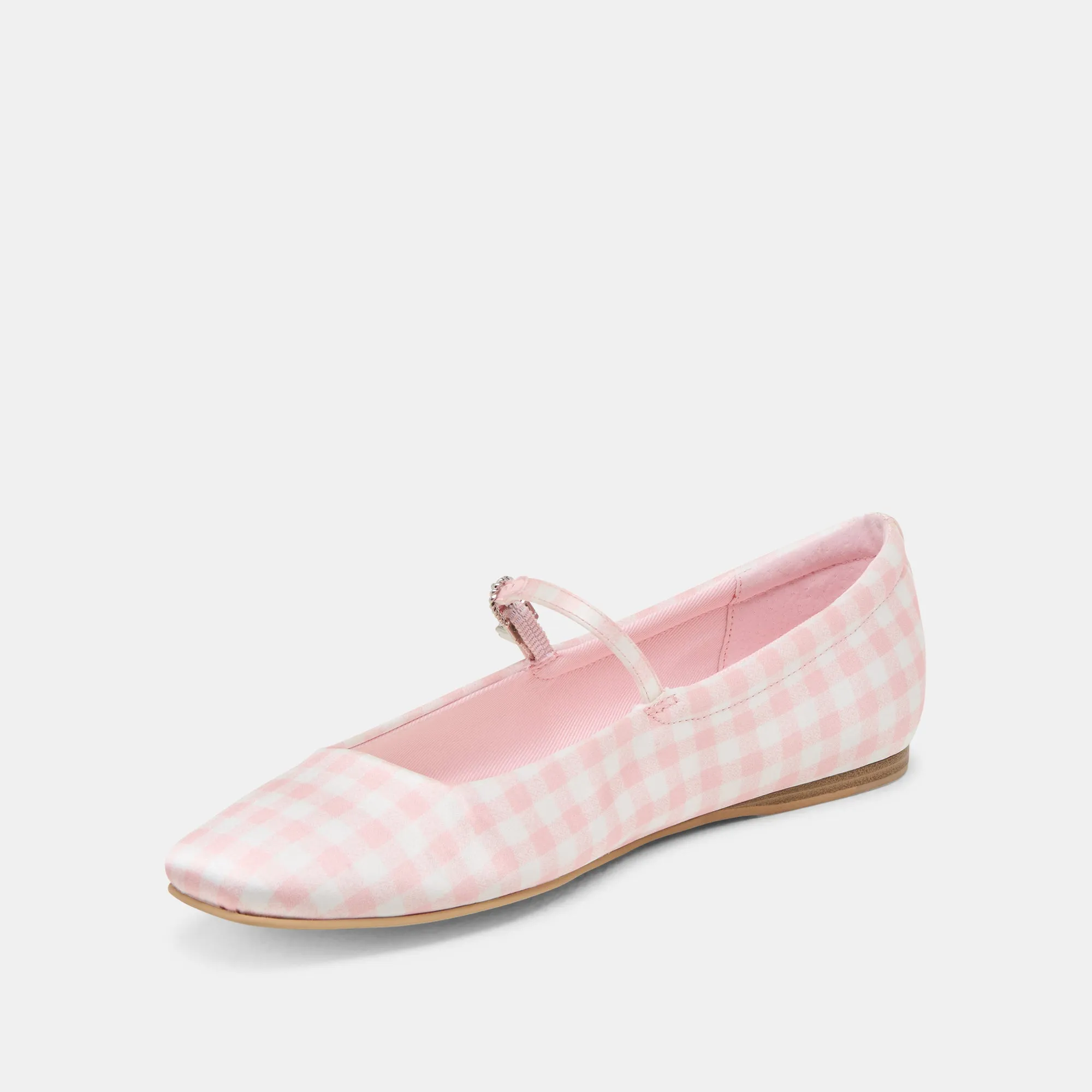 REYES X BYRDIE GOLF WIDE BALLET FLATS PINK PLAID GINGHAM