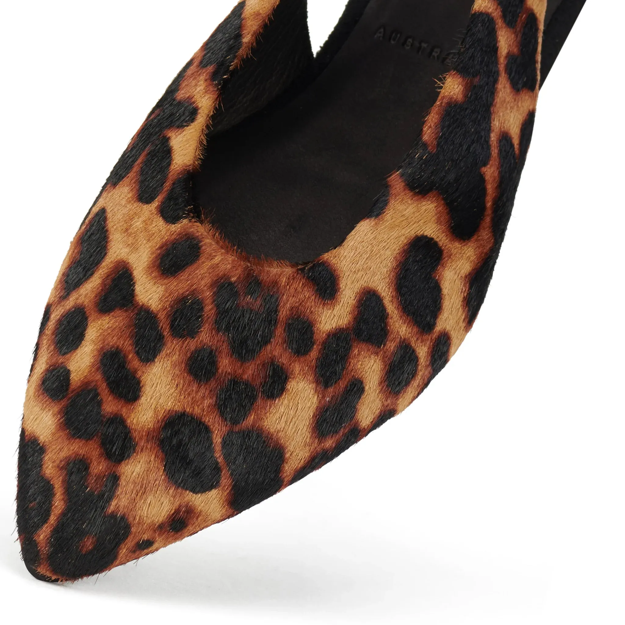 Rollie Pointed Slingback Dark Camel Leopard