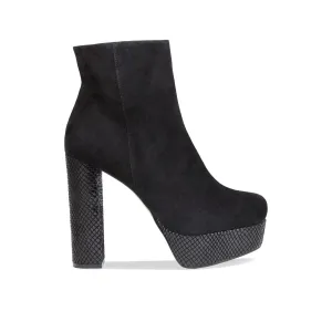 Ronda: Black Suede &amp; Snake Print Leather