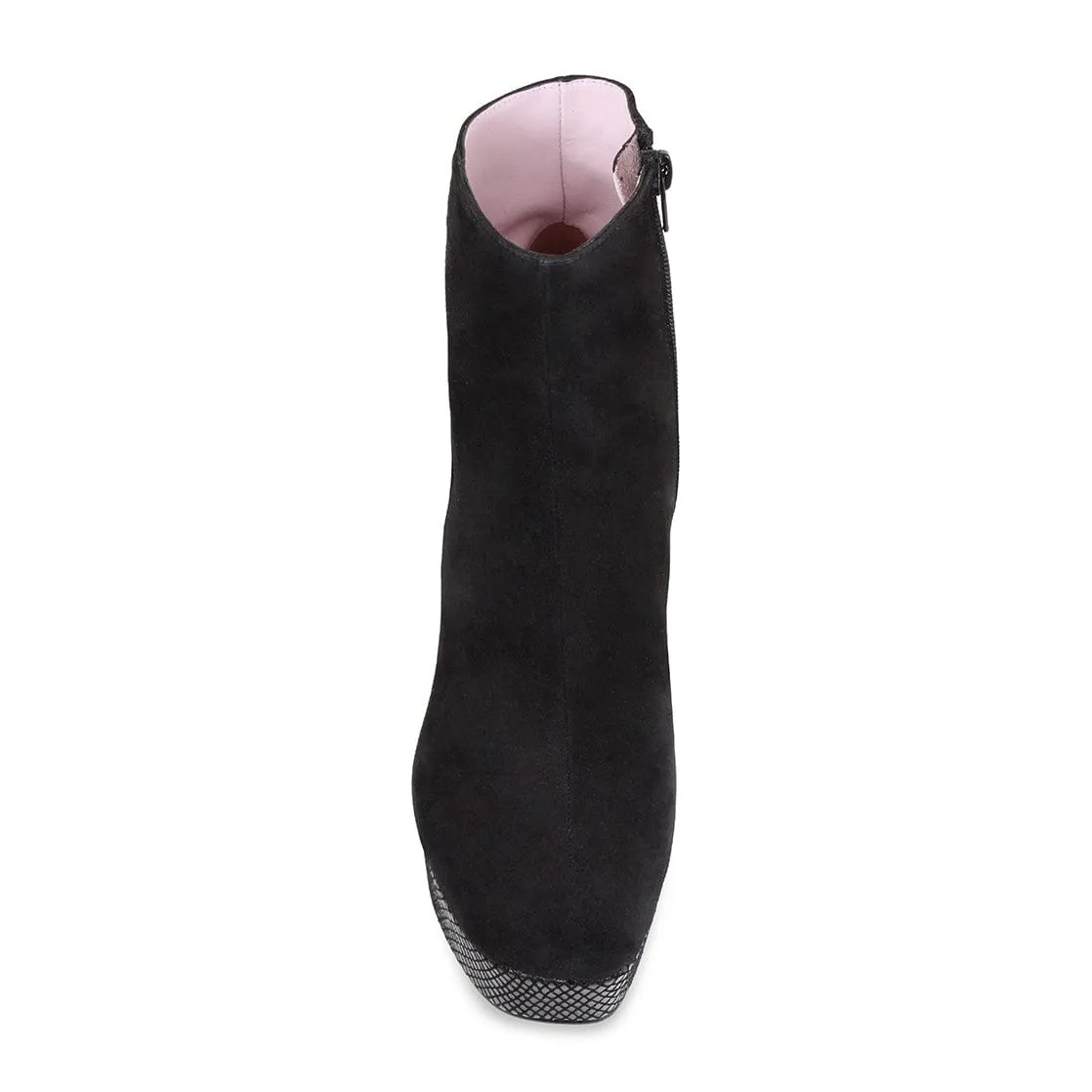 Ronda: Black Suede &amp; Snake Print Leather
