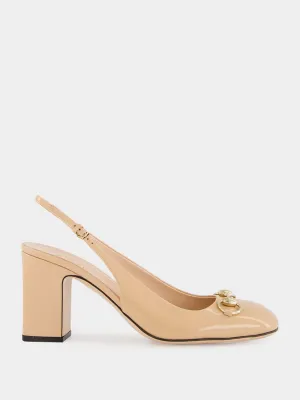 Rose Horsebit Slingback Heels