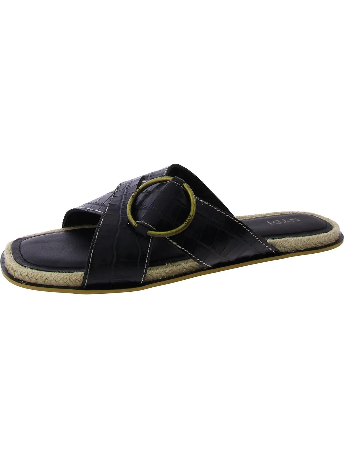 ROSSI Womens Faux Leather Slip On Slide Sandals