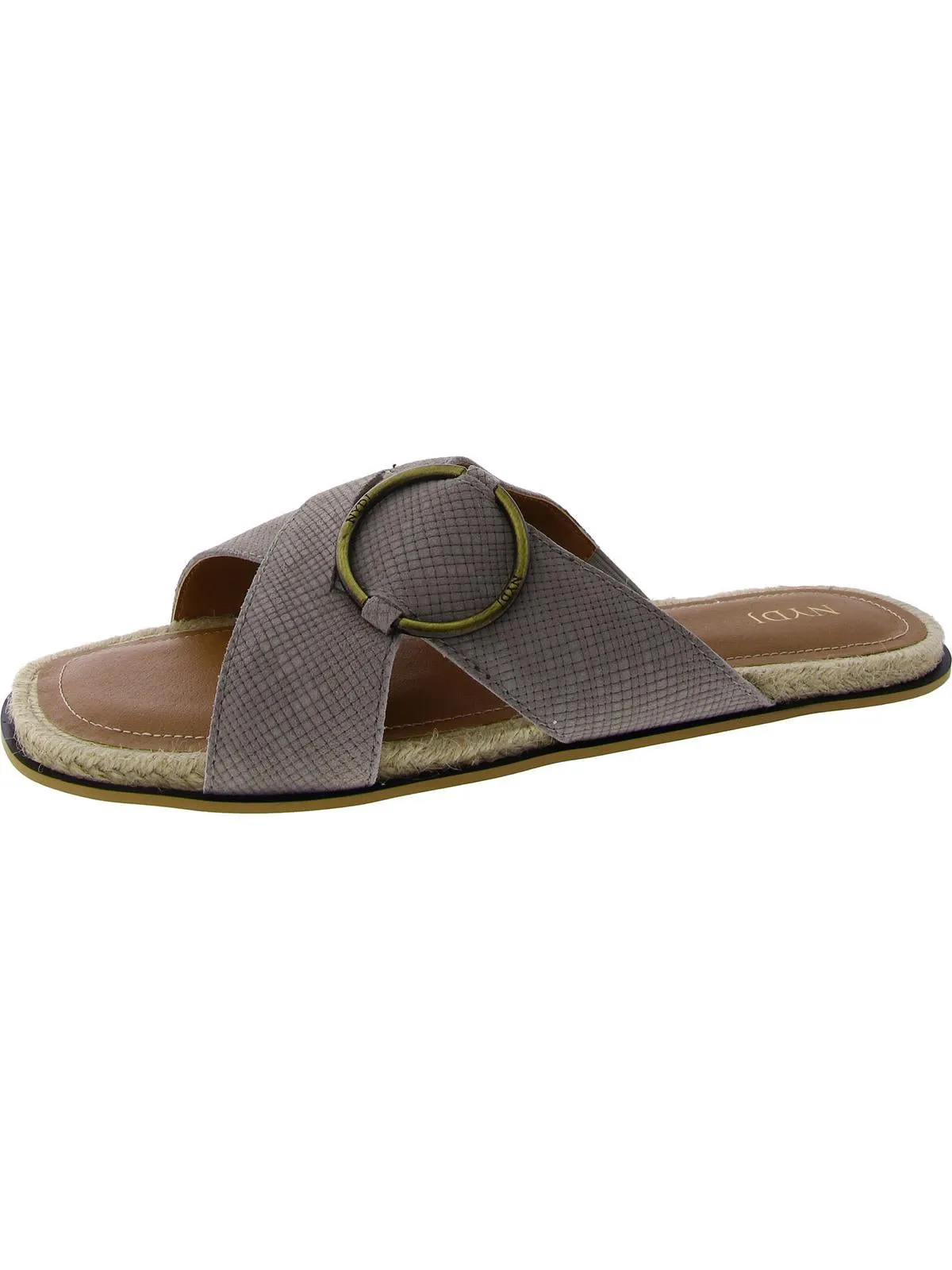 ROSSI Womens Faux Leather Slip On Slide Sandals