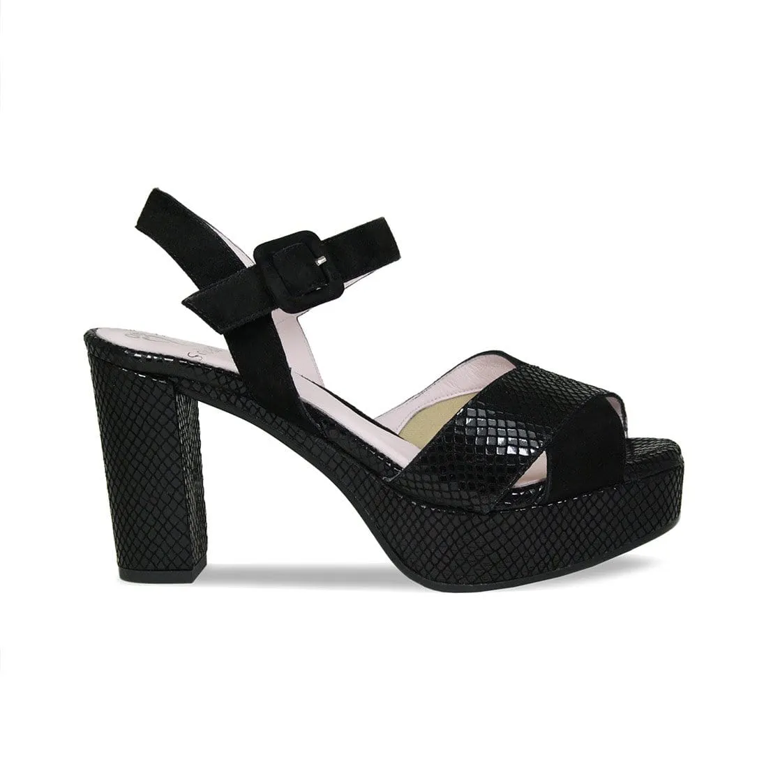 Ruby: Black Suede &amp; Snake Print Leather