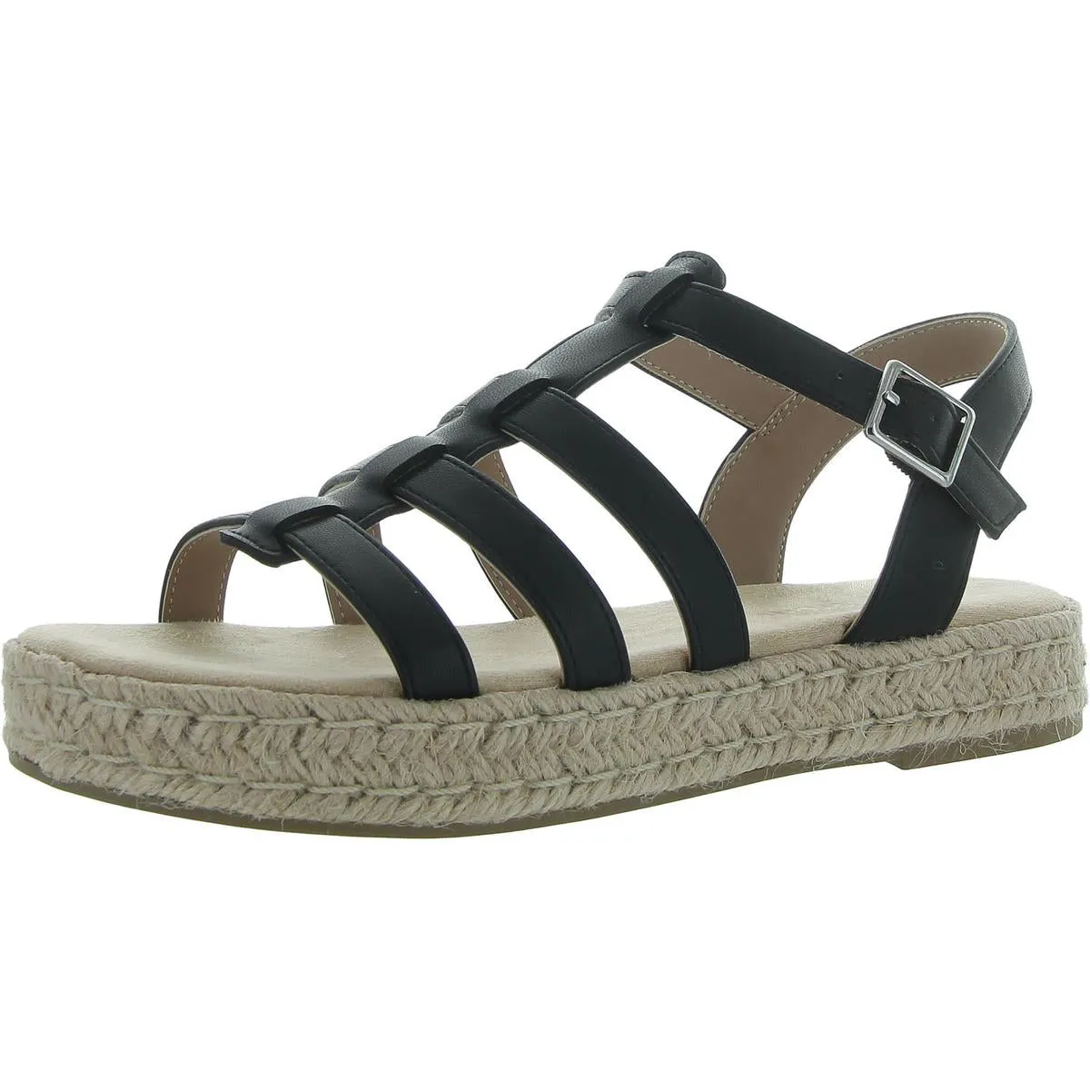 Ryker Womens Strappy Faux Leather Flatform Sandals