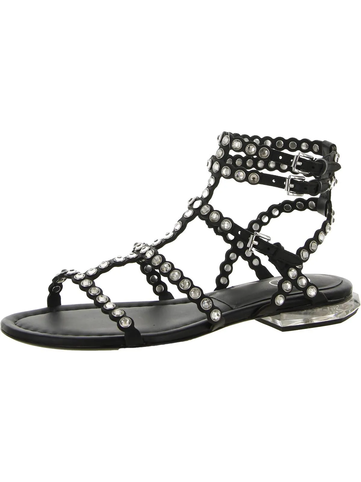 Sasha Womens Leather Rhinestone Gladiator Sandals