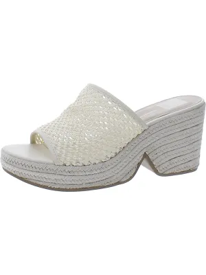 Saydie Womens Raffie Slip On Wedge Sandals