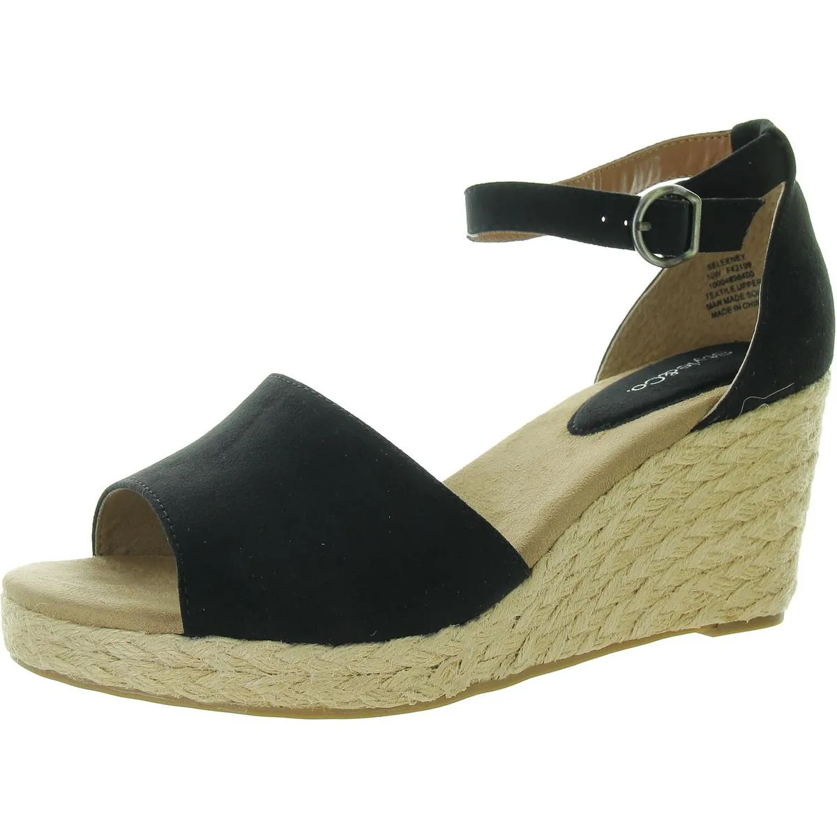 Seleeney Womens Slingback Open-Toe Wedge Sandals