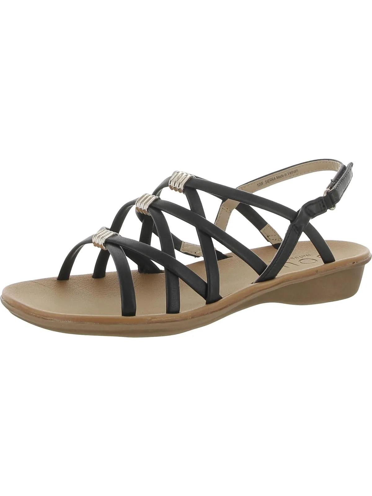 Sierra Womens Faux Leather Ankle Strap Strappy Sandals