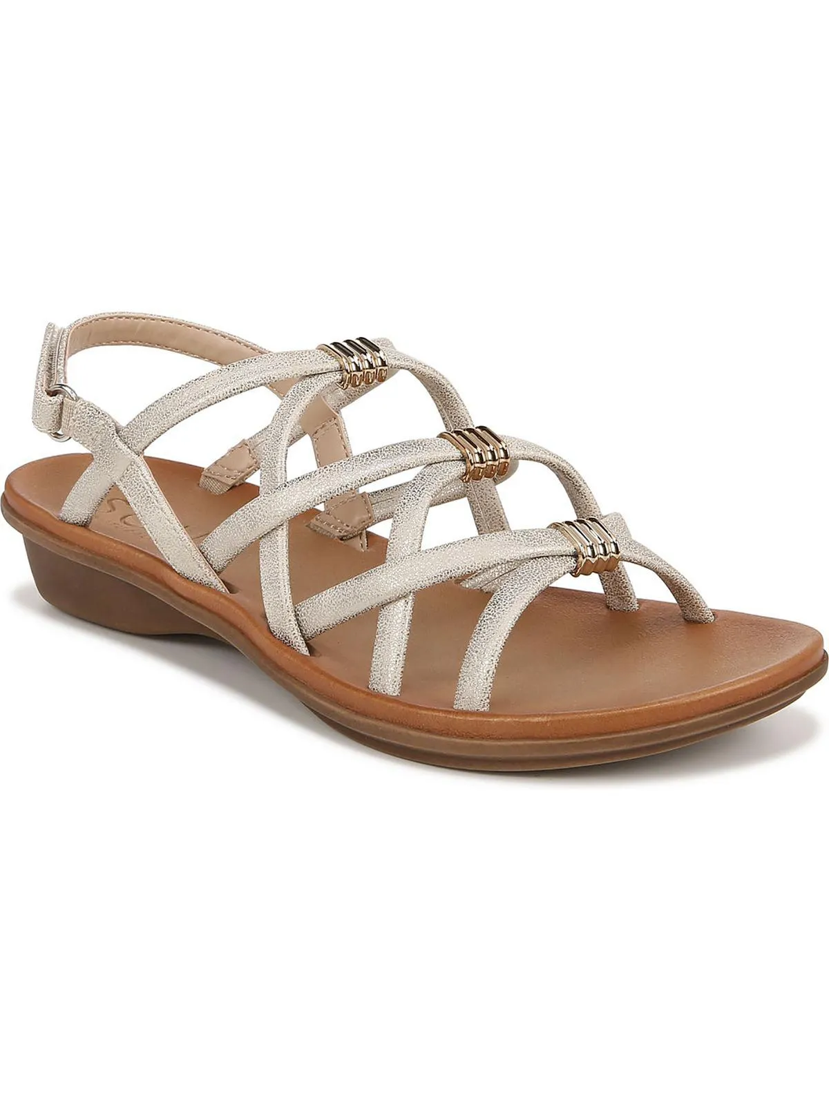 Sierra Womens Faux Leather Ankle Strap Strappy Sandals