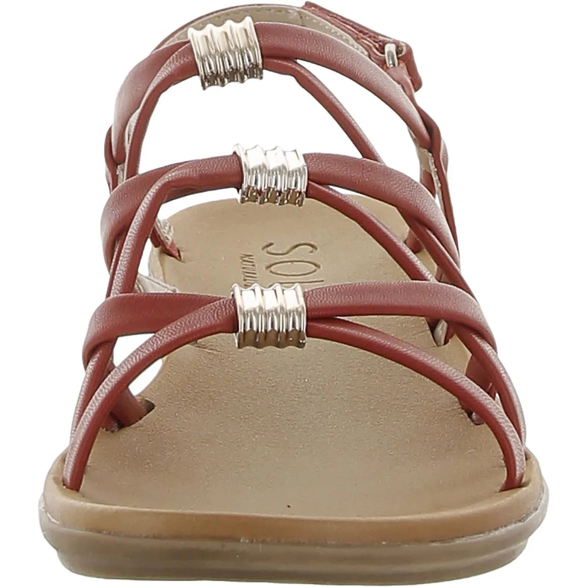 Sierra Womens Faux Leather Ankle Strap Strappy Sandals
