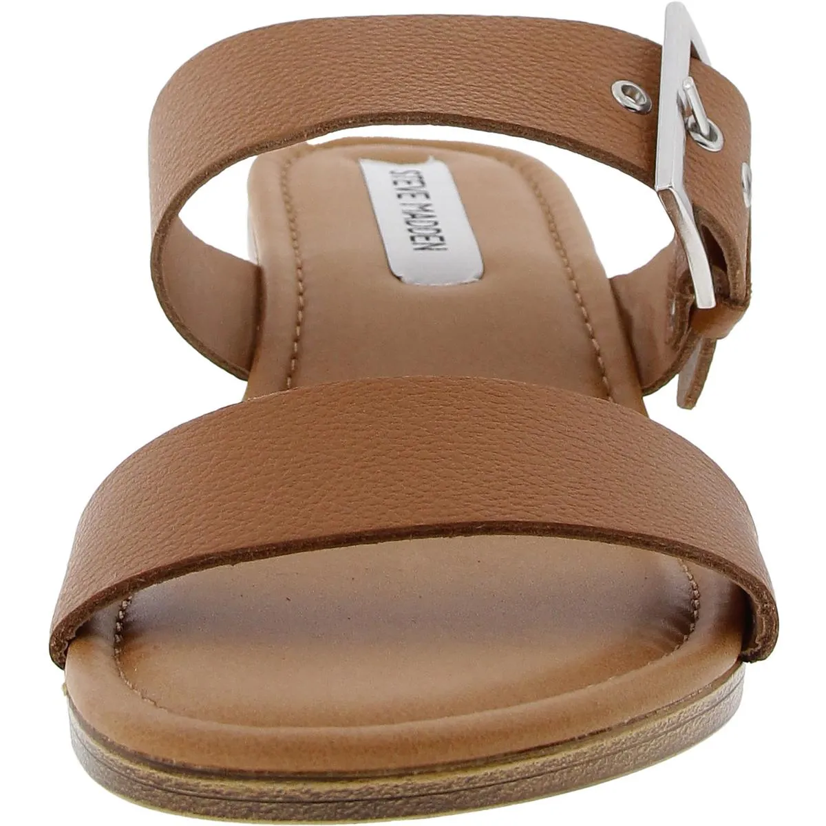 SILVANA Womens Buckle Leather Block Heel