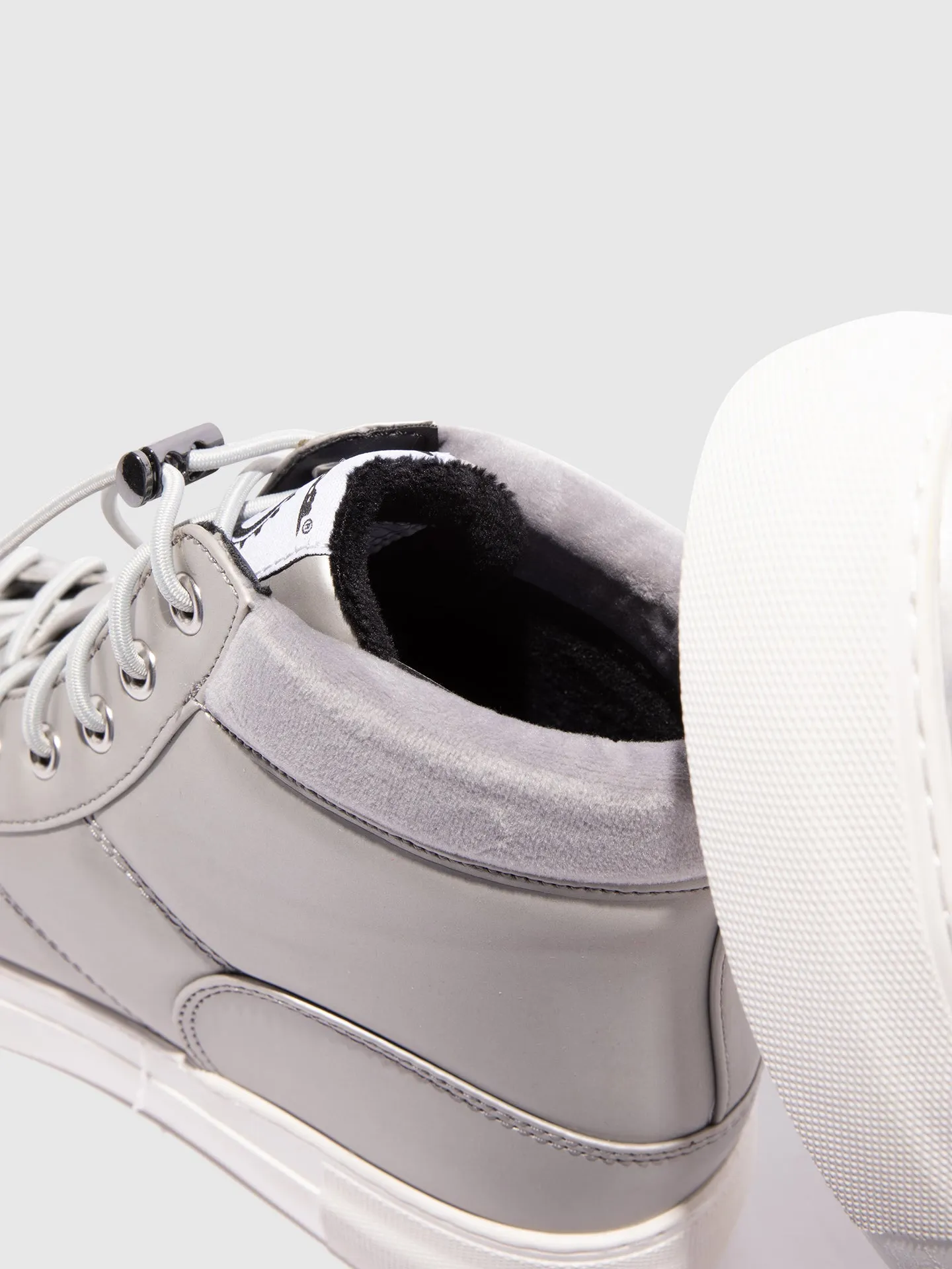 Silver Lace-up Ankle Boots
