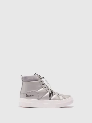 Silver Lace-up Ankle Boots