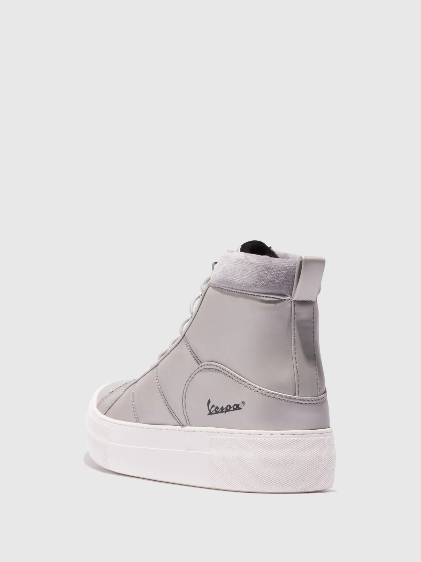 Silver Lace-up Ankle Boots