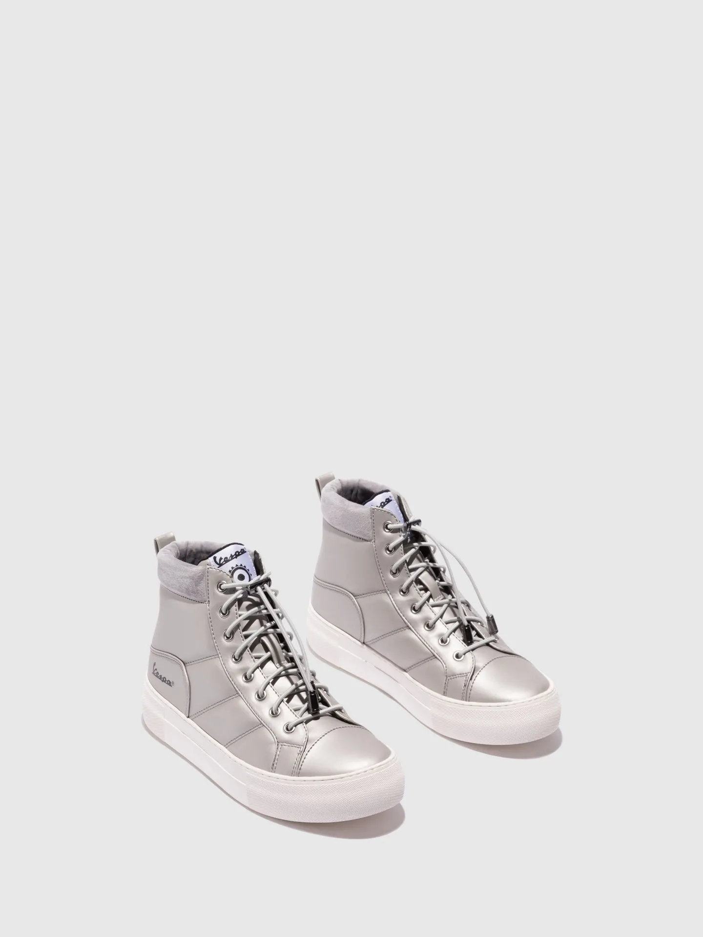 Silver Lace-up Ankle Boots