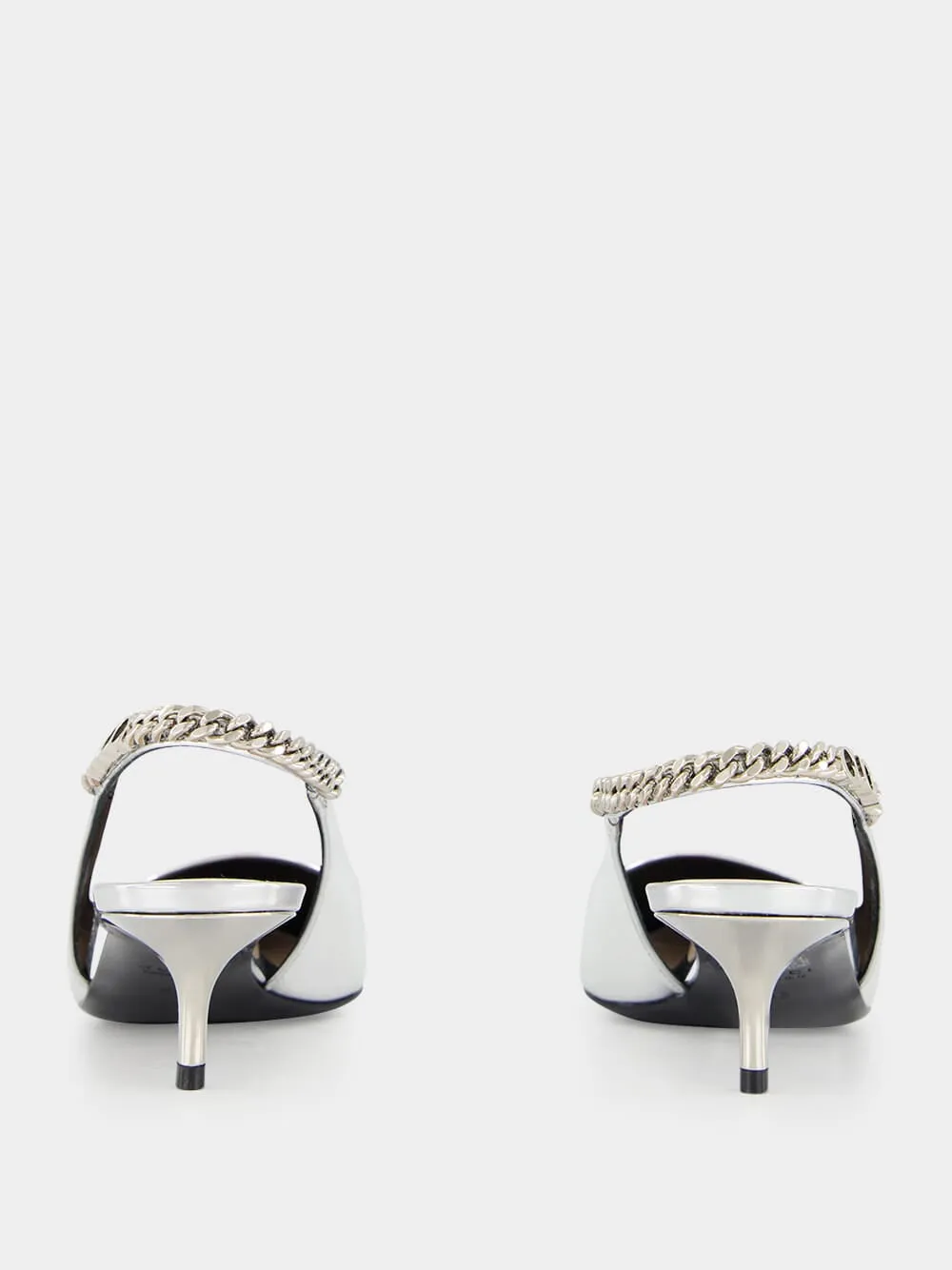 Silver Signoria Slingback Pumps