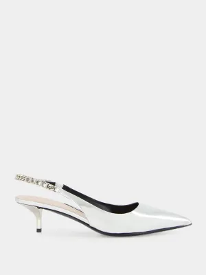 Silver Signoria Slingback Pumps