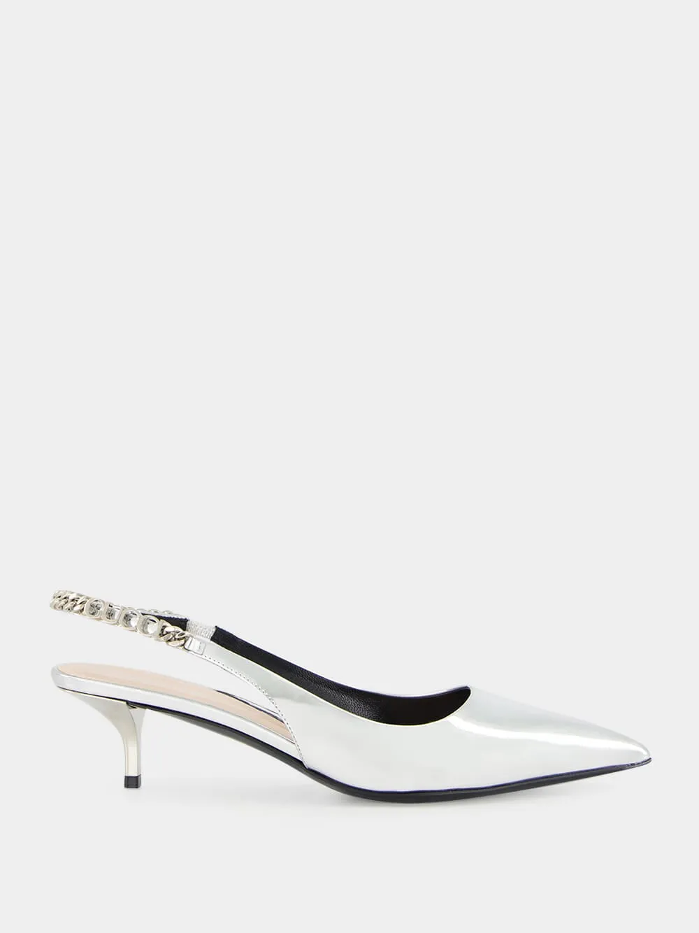 Silver Signoria Slingback Pumps