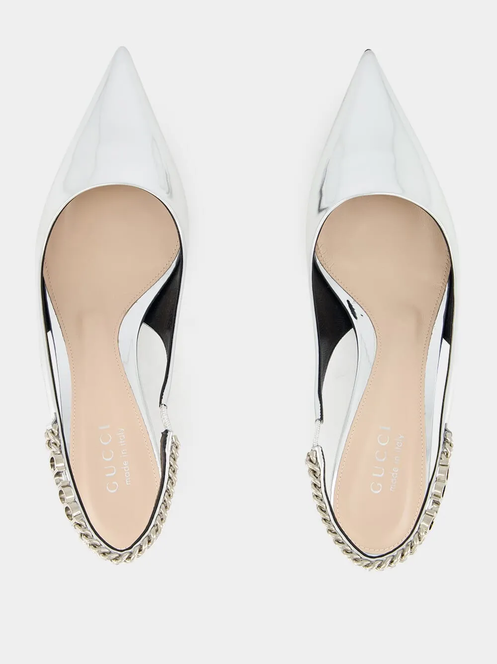 Silver Signoria Slingback Pumps