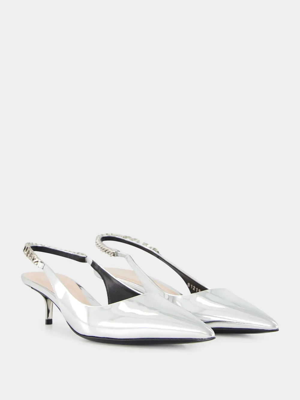 Silver Signoria Slingback Pumps