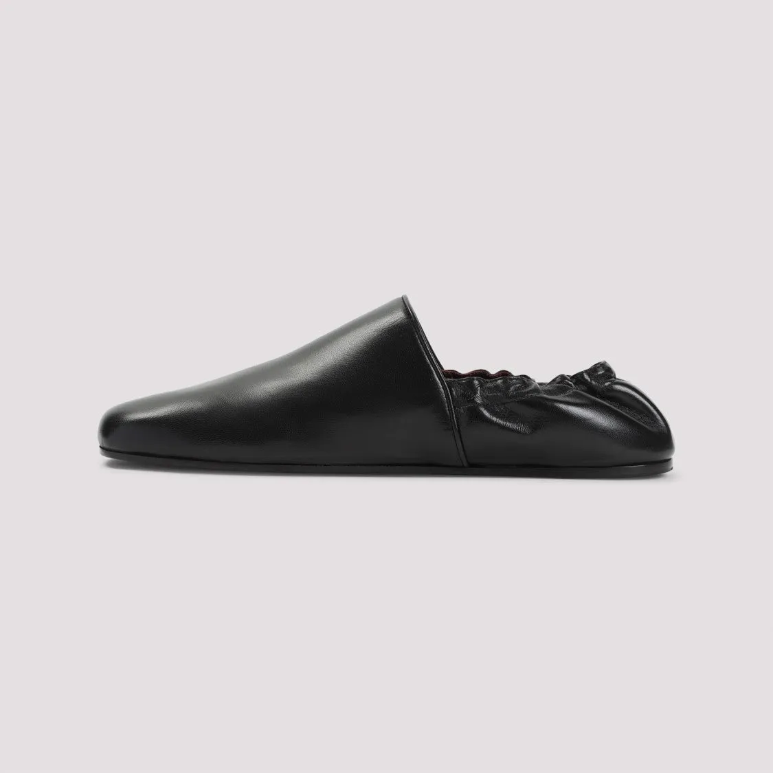 Slip-On Black Goat Leather Flats
