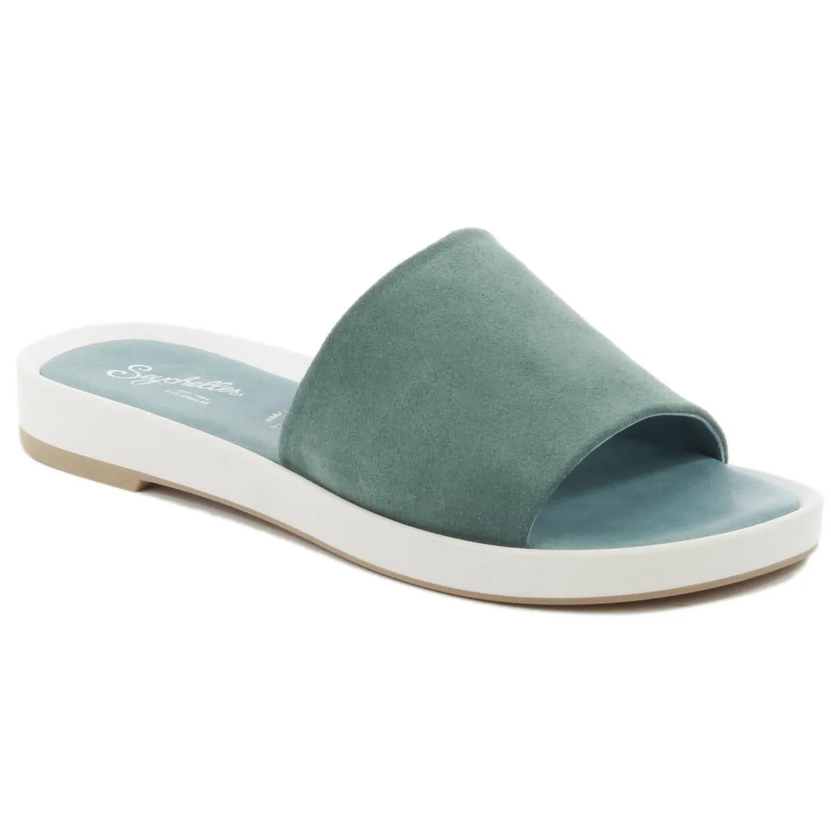 So Zen Womens Leather Open Toe Slide Sandals