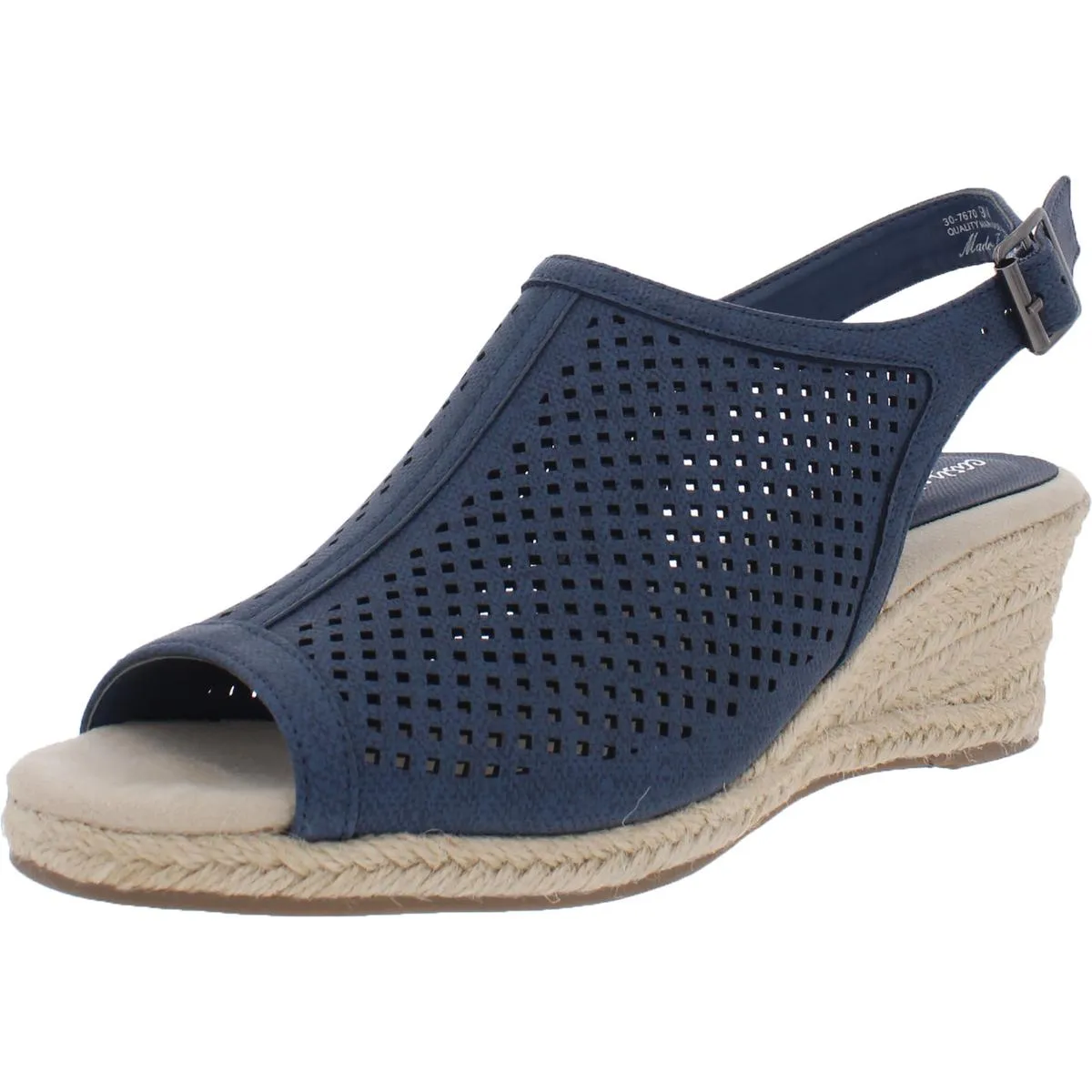 Stacy Womens Perforated Espadrilles Wedge Sandals