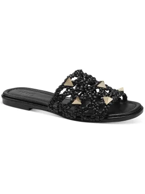 Starlette Womens Metallic Studded Slide Sandals
