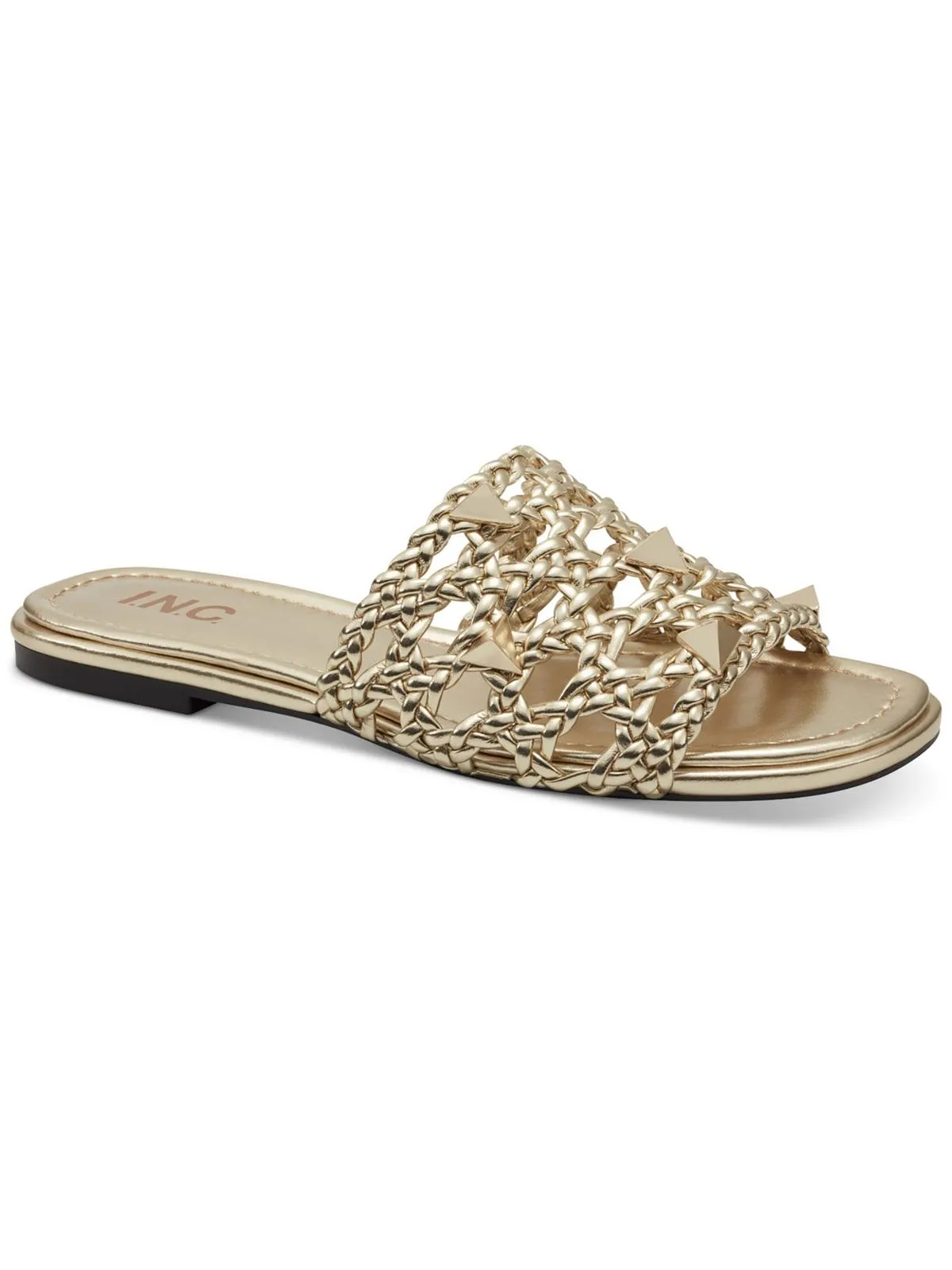 Starlette Womens Metallic Studded Slide Sandals