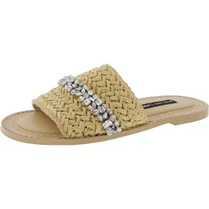 Starlight Womens Embellished Straw Slide Sandals