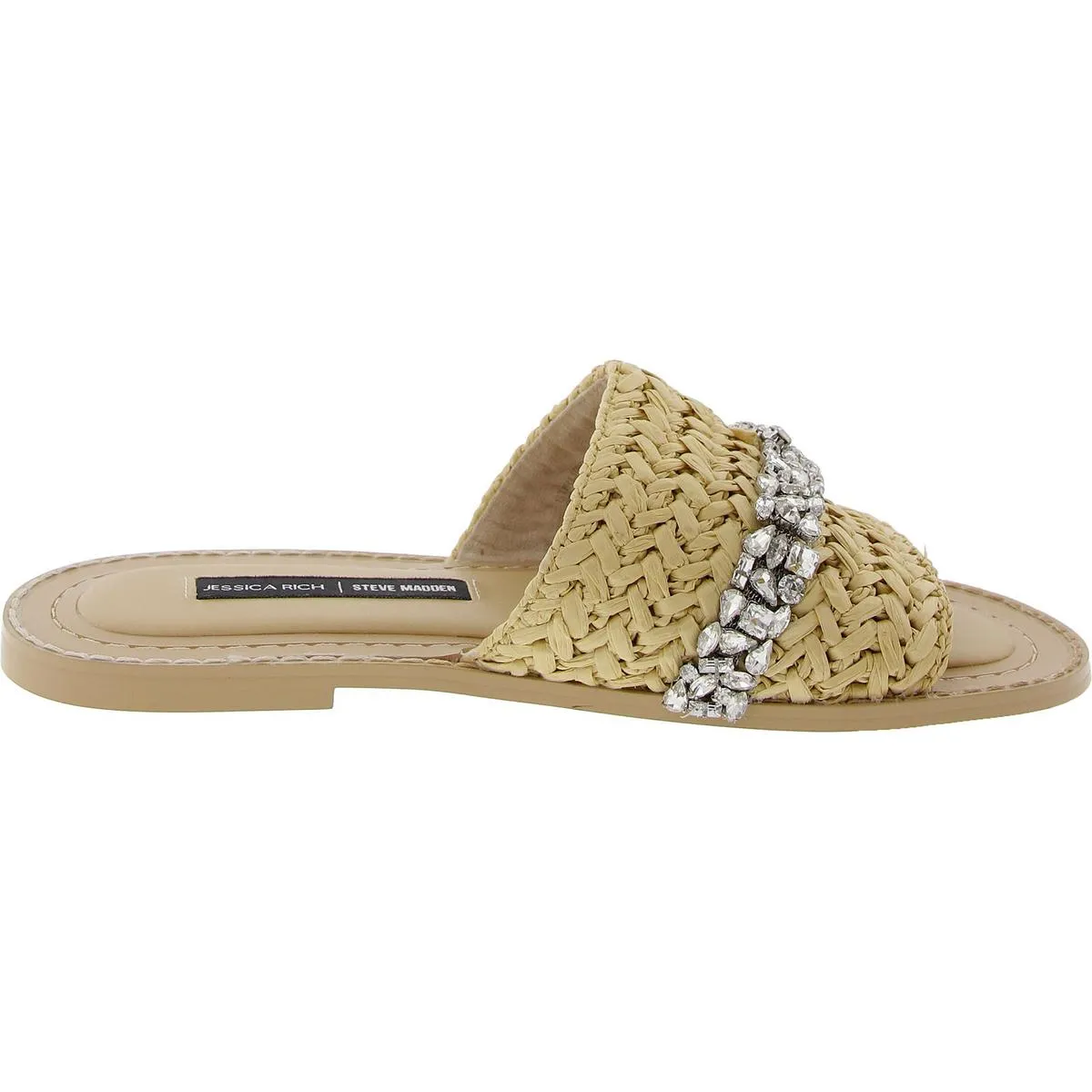 Starlight Womens Embellished Straw Slide Sandals