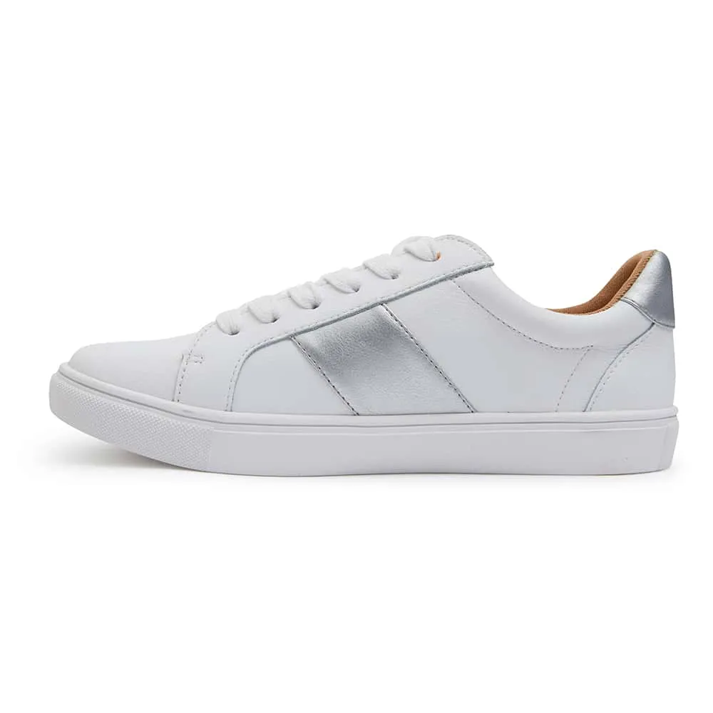 Storm Sneaker in White And Silver Leather