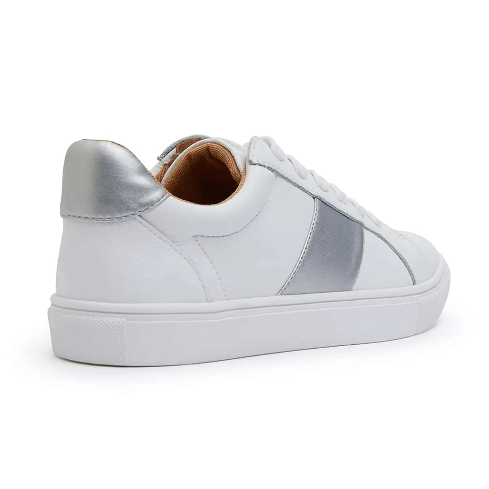 Storm Sneaker in White And Silver Leather