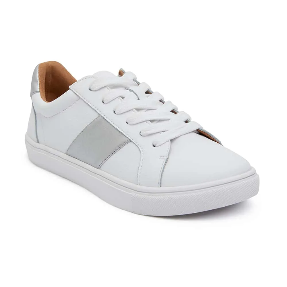 Storm Sneaker in White And Silver Leather
