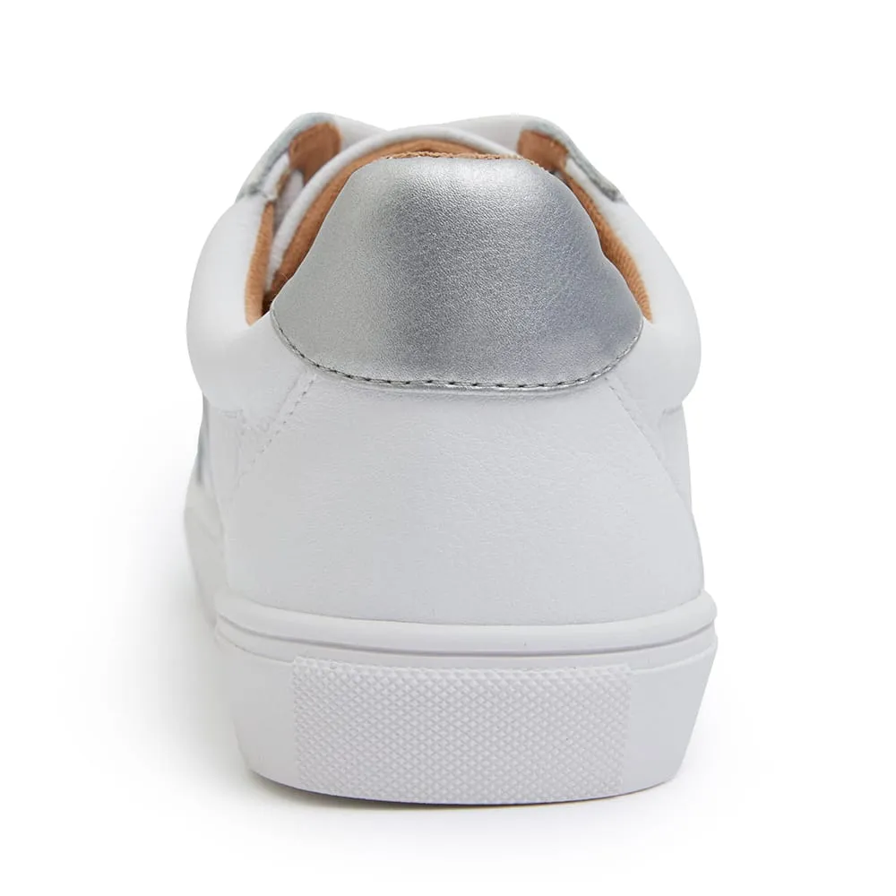Storm Sneaker in White And Silver Leather