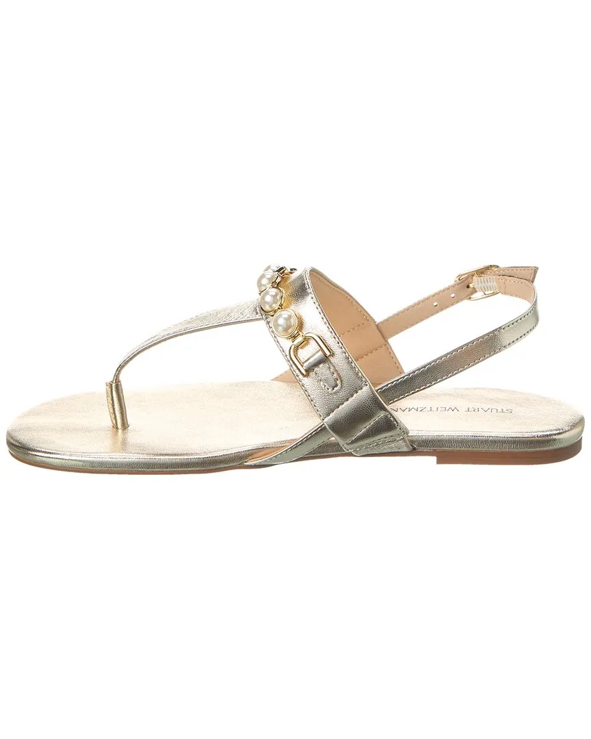 Stuart Weitzman Perla T-Strap Leather Sandal