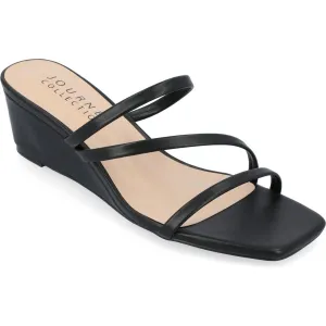 Takarah Womens Faux Leather Dressy Wedge Sandals