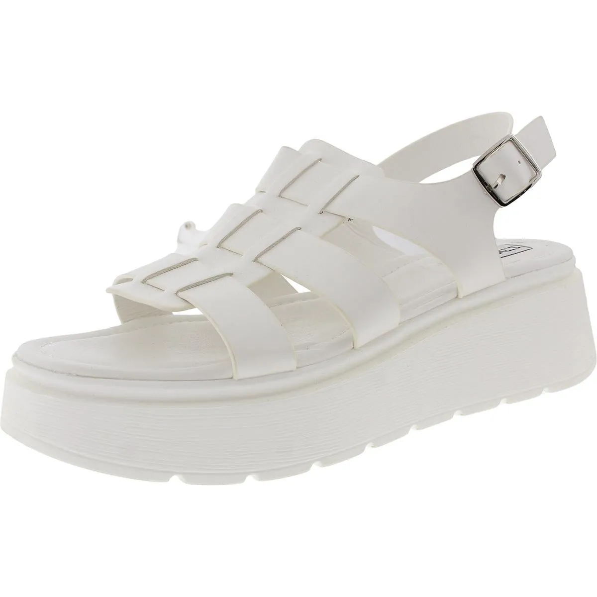 Take Womens Woven Faux Leather Platform Sandals