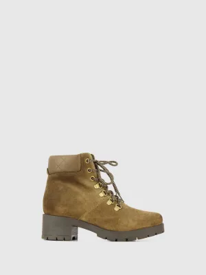 Taupe Lace-up Ankle Boots