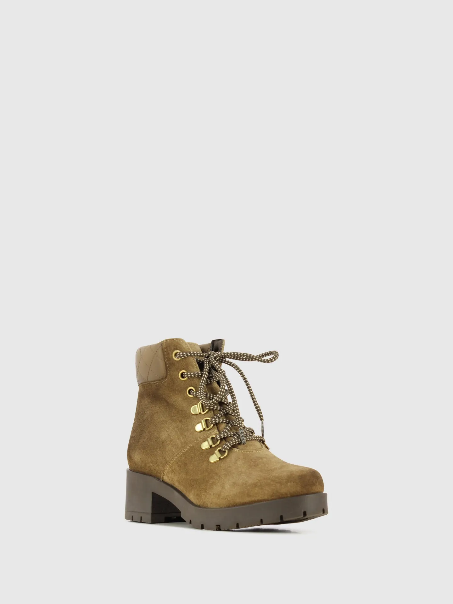 Taupe Lace-up Ankle Boots