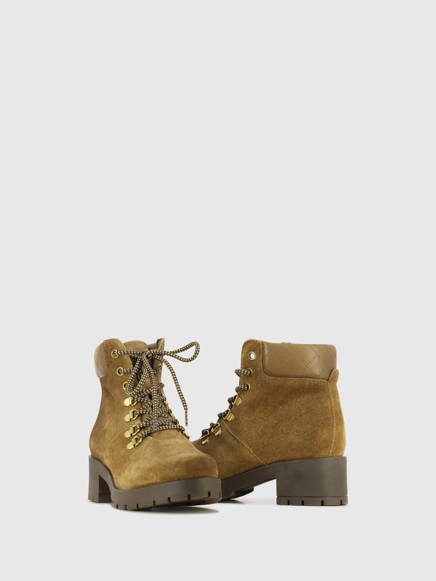 Taupe Lace-up Ankle Boots