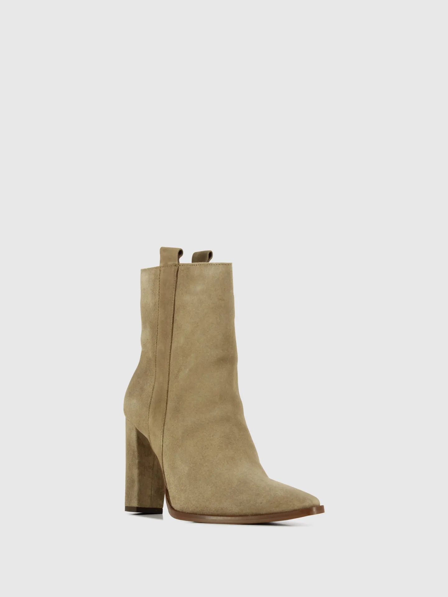 Taupe Zip Up Ankle Boots