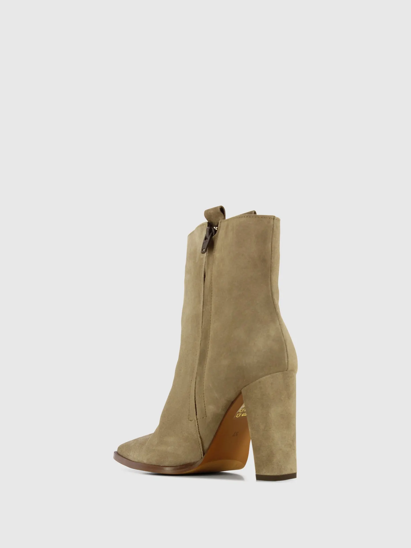 Taupe Zip Up Ankle Boots