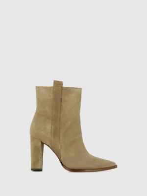 Taupe Zip Up Ankle Boots