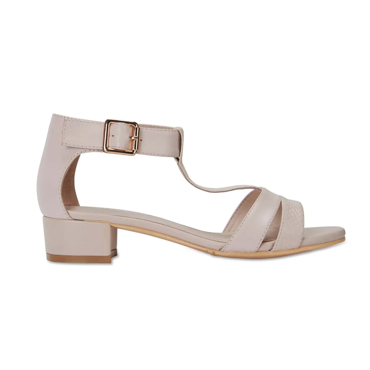 Title Heel in Nude Leather