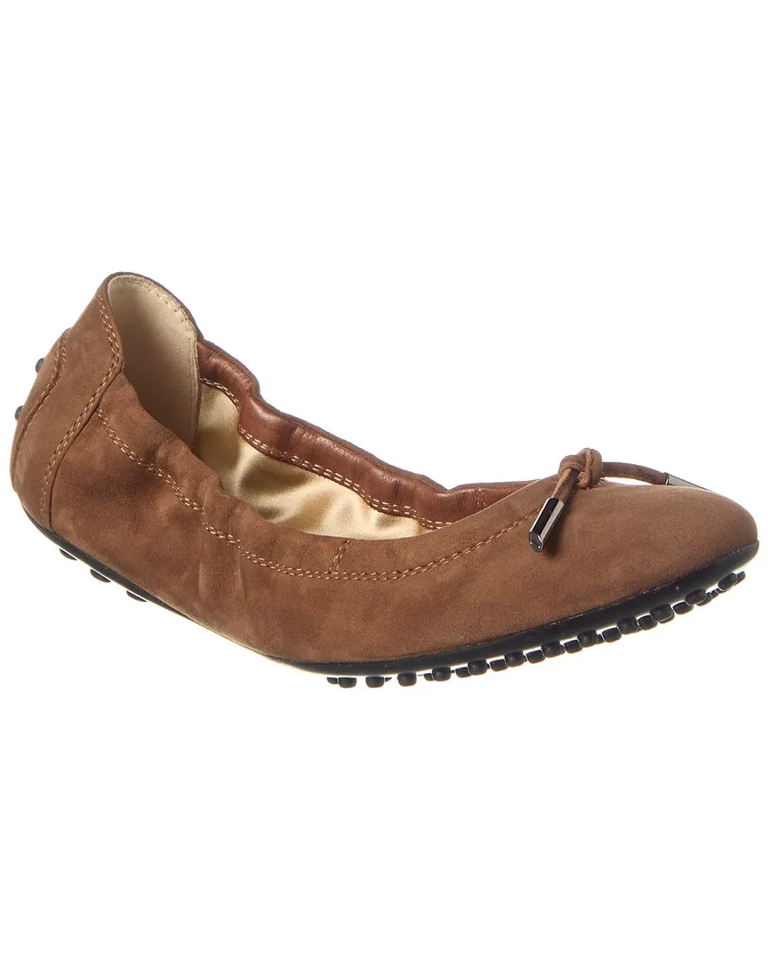 TODs Knot Detail Suede Flat