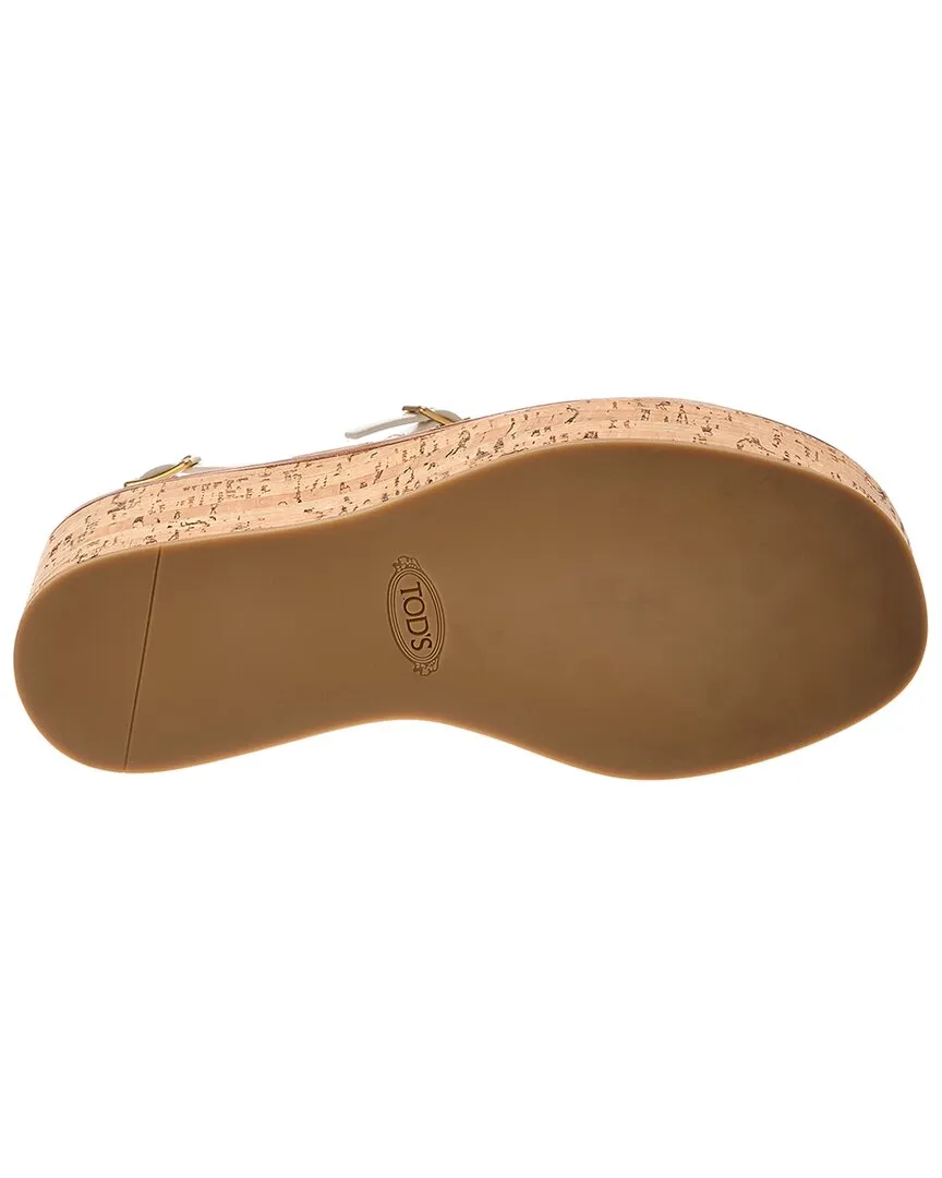 TODs Leather Wedge Sandal