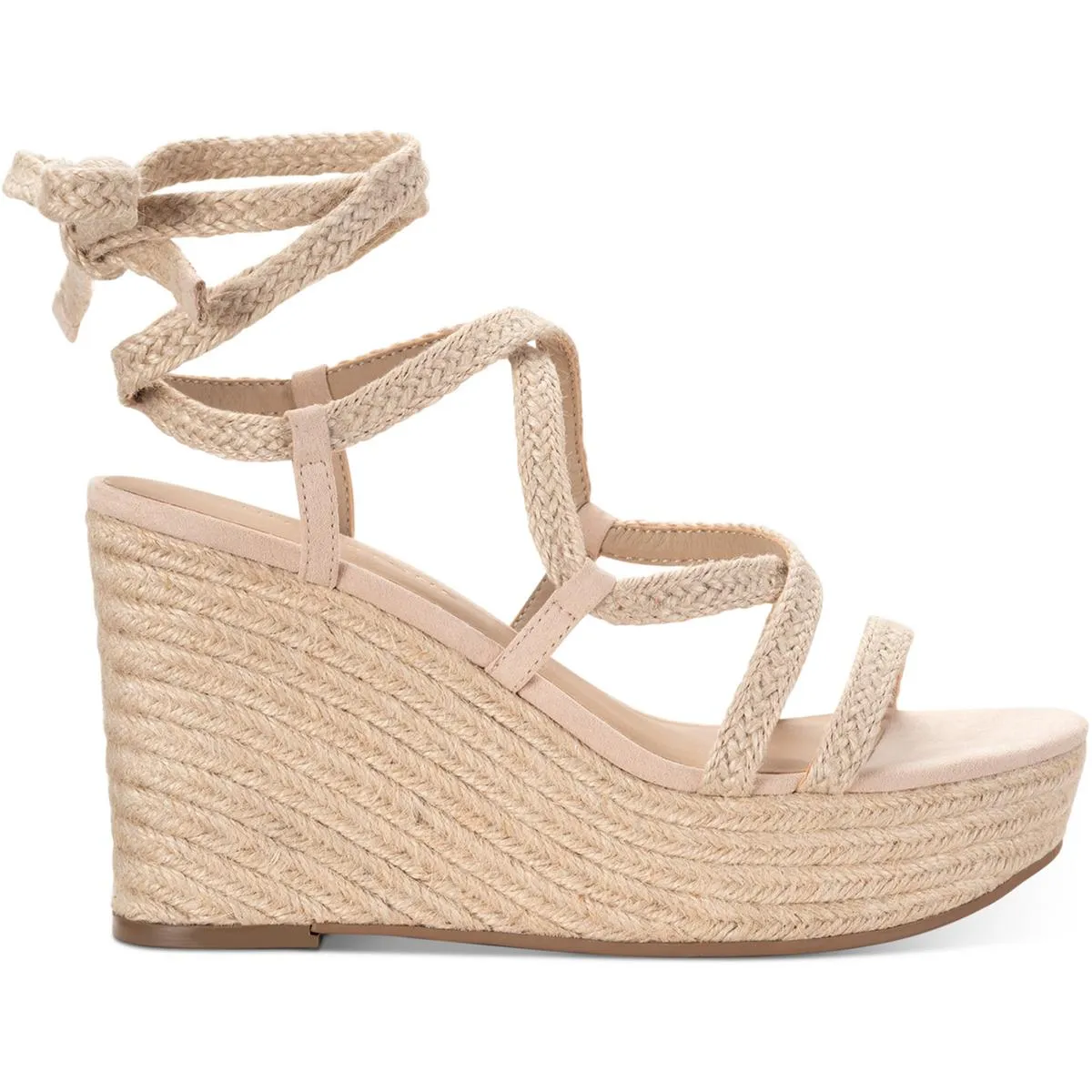 Trinnie Womens Faux Leather Ankle Tie Wedge Sandals